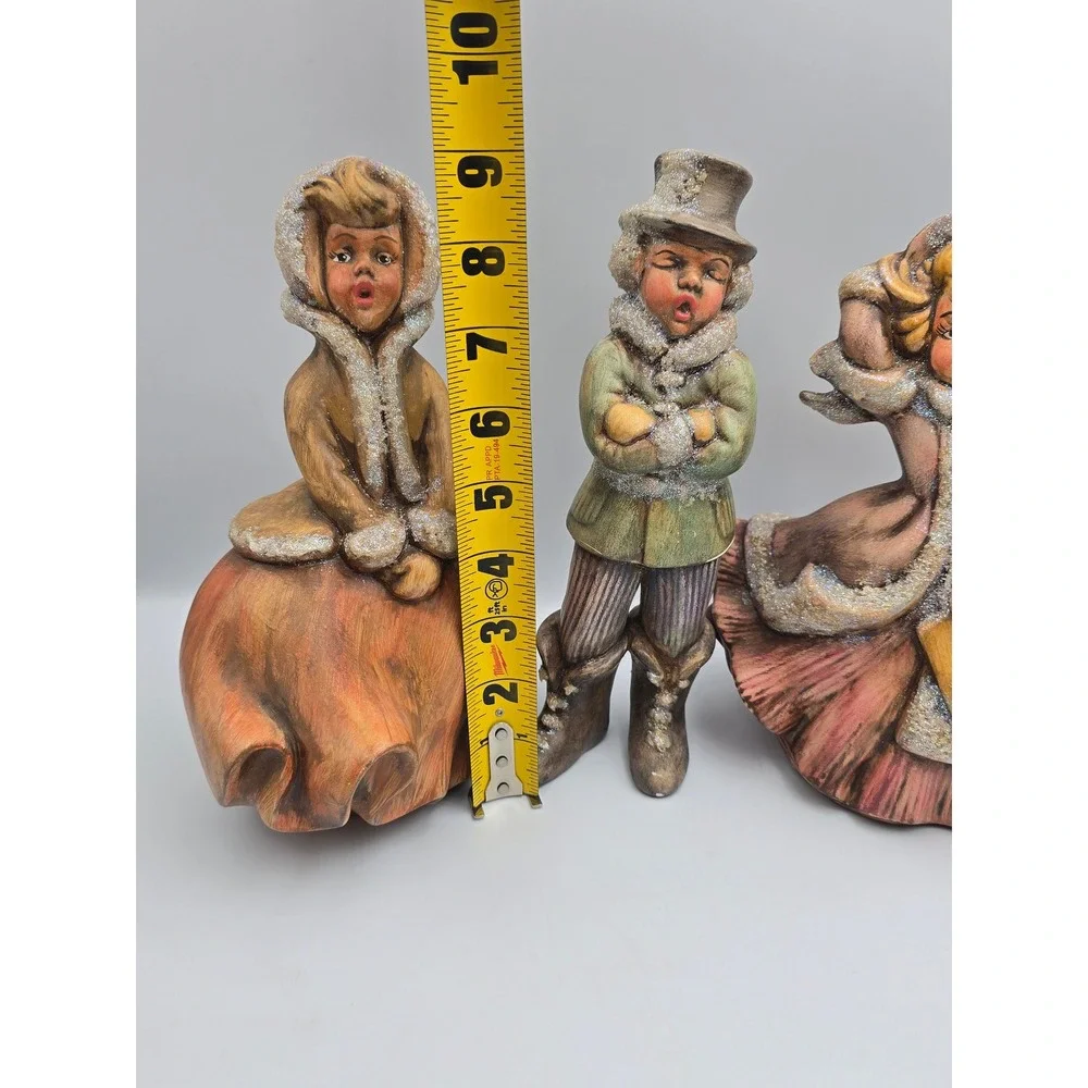 Vintage Christmas Carolers Figurine‎ Set 3pc Multicolor Victorian Decor mold